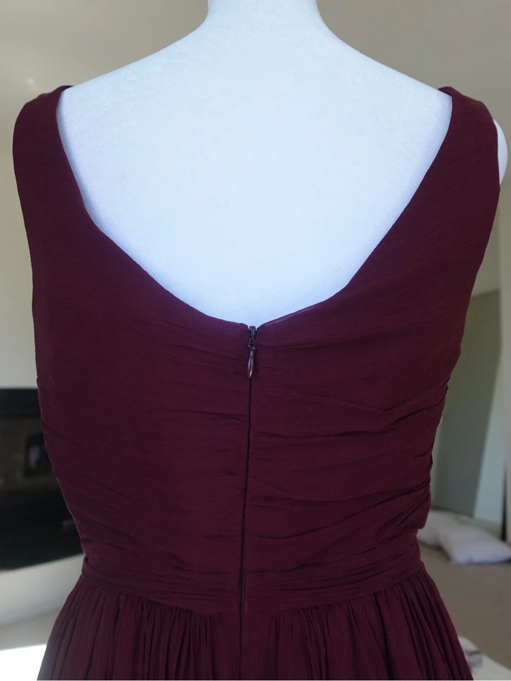 J.Crew Heidi dress in burgundy wine red 100% silk mini v neck chiffon